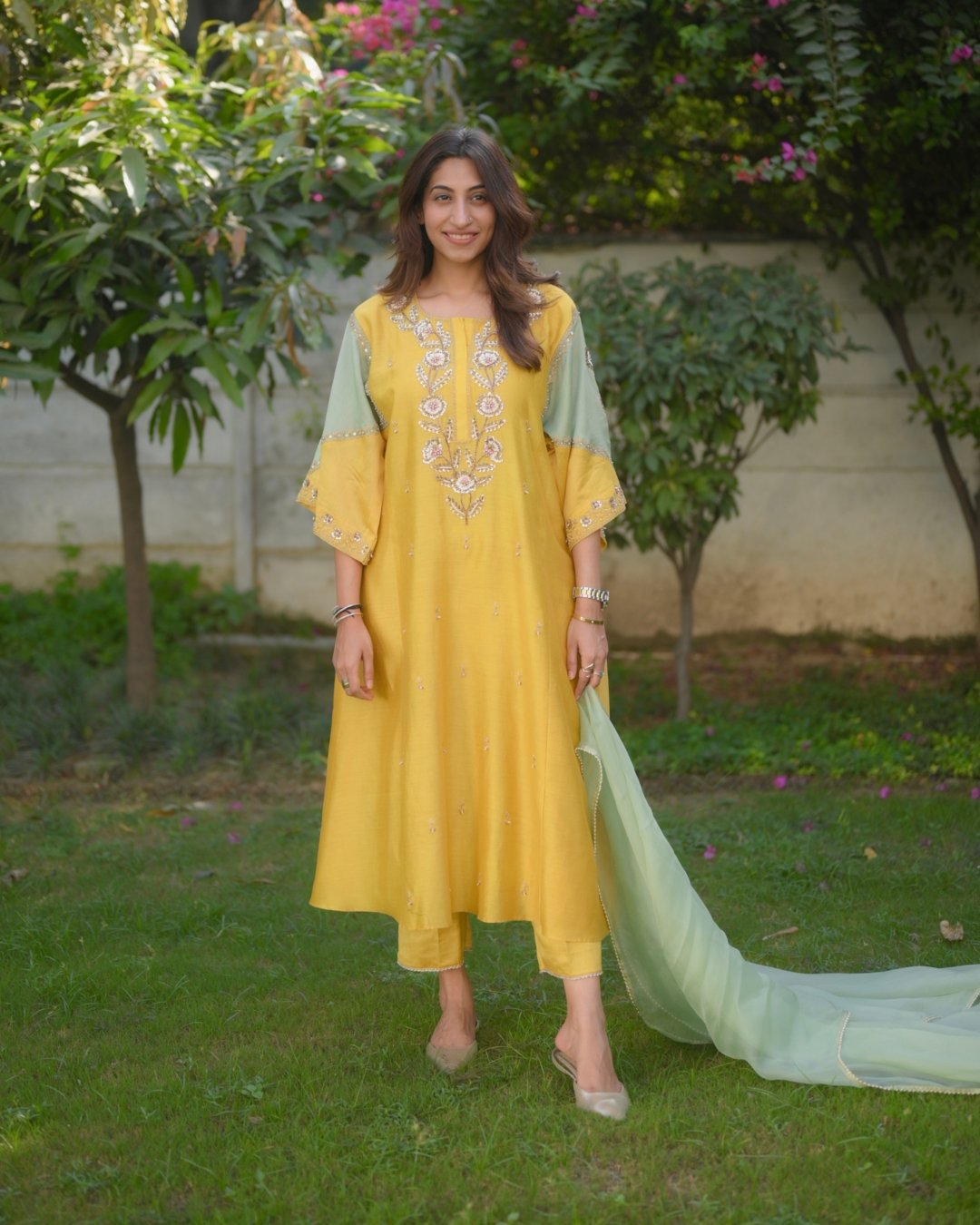 Yellow Sage Green Choga