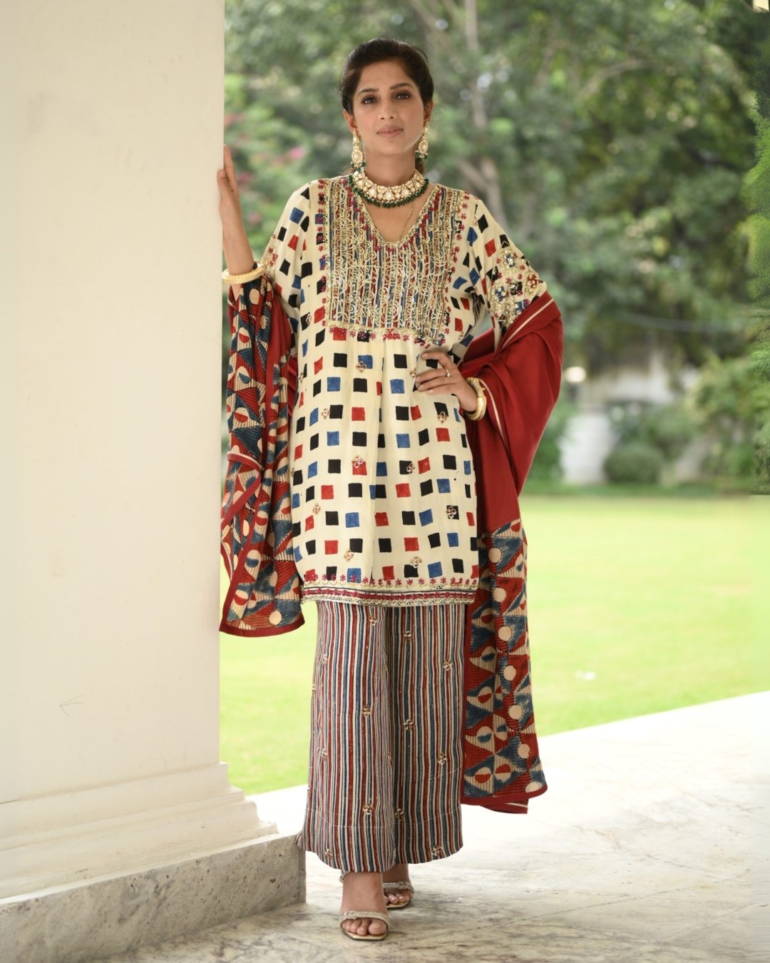 Mogra Ajrak Silk Modal Set